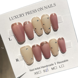 Uñas Postizas en Oferta, Forma Ataúd, Bailarina, Ovaladas, con Diamantes Brillantes, Uñas Artificiales Hechas a Mano, Precio al por Mayor - Product Image 1