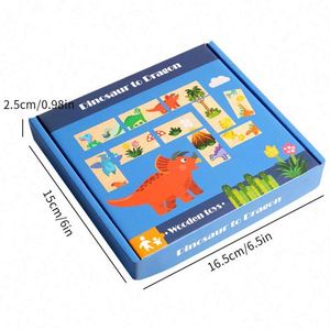 Juego Montessori para Niños, Bloques de Construcción de Madera de Haya, 26 Piezas de Juguetes Educativos de Madera, Dominós de Dinosaurios, Rompecabezas de Animales - Product Image 6