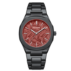 Montre pour homme d'affaires, nouveau style, tendance - montre à quartz étanche avec relief tridimensionnel en forme de feuille - Product Image 5