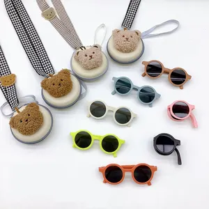 Gafas de sol plegables de plástico para niños 2023, gafas portátiles plegables para niños, colores mate, gafas para bebés UV400 para niños