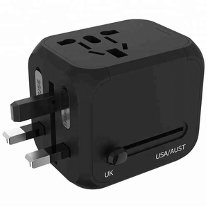 DE negro nos UE Reino Unido internacionales universal de viaje adaptador de corriente con 2 puertos usb cargador - Product Image 4