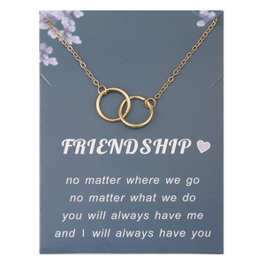 Moda 2 círculos colgante redondo <span class=keywords><strong>amistad</strong></span> collares gargantilla Simple mujeres clavícula cadena declaración madre e hijo joyería gargantilla - Product Image 1