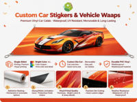 Autocollant de carrosserie de voiture en vinyle PVC auto-adhésif écologique personnalisé, découpé, imperméable, résistant aux UV, pour camion, SUV, porte