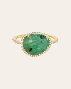 新款时尚宝石绿石天然水晶金银戒指925纯银戒指