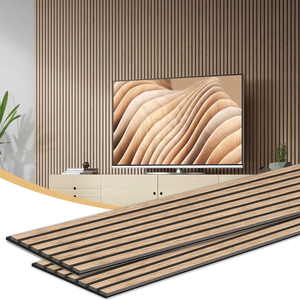 Panel de pared moderno de madera de nogal sintético con LED, diseño cuadrado, flexible, con orificios, BC-902, giratorio, aislante térmico e insonorizado - Product Image 4