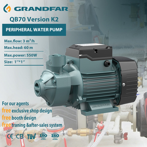 Bomba Periférica Grandfar QB70 de 0.55kw, Nuevo Diseño, Alto Caudal, para Riego de Jardín, QB70-K2, Alto Caudal, Logra Eficacia Energética - Product Image 1