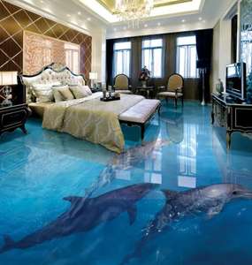 Pegatinas de Piso 3D Impermeables, Diseño de Mundo Marino, para Sala de Estar, <span class=keywords><strong>Baño</strong></span>, Pintura de Piso 3D, Adhesivo para Piso - Product Image 4