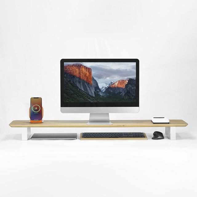 SAMDI 100cm Thermoformed Wood Desk Shelf Monitor Stand Durable Computer Screen Organizer Space Saving Office Accessory Pillow
