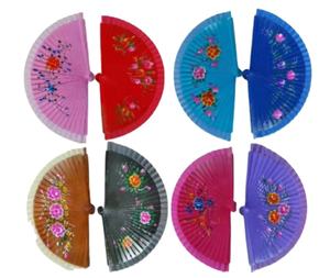 Éventail espagnol innovant en bois de 23 cm, double face, peint à la main, en tissu de 2,5 cm, pour souvenir culturel - Product Image 1