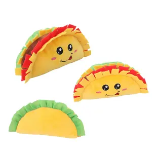 Venda quente Plush Food Series Taco Soft Interactive Squeaky Plush Dog Chew Toy Pet Interactive Toy