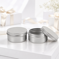 Récipient en aluminium avec bouchon à vis 5mL 10mL 30mL 50mL 60mL 80mL 100mL 120mL 150mL 180mL Boîte ronde argentée pour cosmétiques avec couvercle en étain