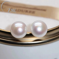 Boucles d'oreilles clous en or massif 18 carats UM Jewelry, classiques, unisexes/femmes/hommes, cadeau de mariage/anniversaire, perle d'eau douce