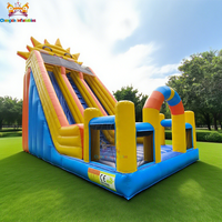 Toboggan gonflable bleu pas cher et château gonflable pour enfants, idéal pour jardin et usage commercial, toboggan à corde pour l'été