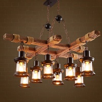 Lustre suspendu en bois à LED, Vintage, rustique, Vintage, Loft, lampes créatives rétro, lampes suspendues pour la maison