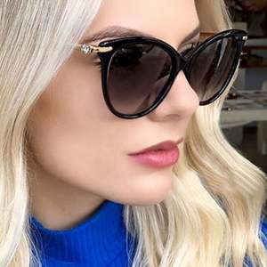 Gafas de Sol de Moda, Nuevas, con Degradado, Estilo Ojo de Gato, Protección UV400, con Diamantes, Metálicas, para Mujer, 2021 - Product Image 1