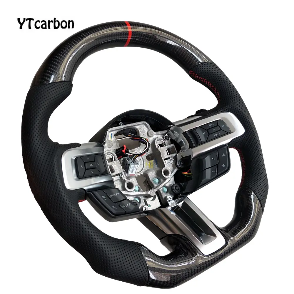 YTcarbon Volante em Fibra de Carbono para Mustang GT GT500 GT350 2015 2016 2017