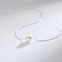 K151 Vente en gros de colliers en argent sterling 925 avec pendentif à breloques en perles véritables de 6mm, 8mm et 10mm pour femmes, bijoux élégants et simples à la mode
