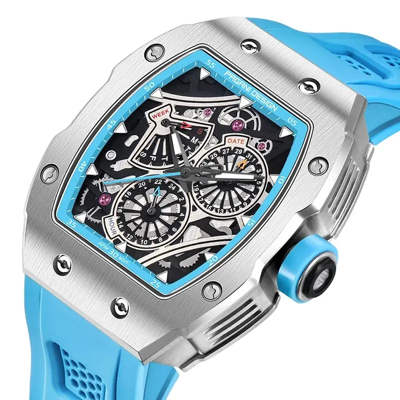 PAGANI DESIGN Quartz Chronograph Watches for Men Stainless Steel Sport 100m Waterproof Wristwatches