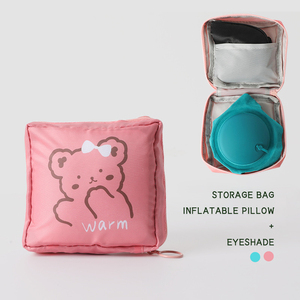 Fashion Air Filled TPU U Shape Foldable Flocked Auto Press Pump <b>Inflatable</b> <b>Travel</b> Neck <b>Pillow</b> - Product Image 3