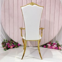 Meubles de mariage en or de luxe chaise en cuir accoudoir en acier inoxydable trône chaise de salle à manger pour la mariée et le marié