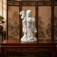Statue sur mesure du Dieu de la Longévité en marbre blanc, œuvre d'art en pierre artisanale pour salon d'élite, manoir haut de gamme, exposition en galerie intérieure