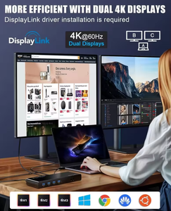 Station d'accueil universelle <span class=keywords><strong>USB</strong></span> 3.0 Wavlink WL-UG69DK1 <span class=keywords><strong>USB</strong></span> <span class=keywords><strong>C</strong></span> 5K Ordinateur portable <span class=keywords><strong>LAN</strong></span> 15 en 1 Ultra HD Station d'accueil multi-écrans - Product Image 3