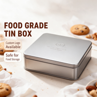 Boîte à thé carrée personnalisée avec couvercle, grande boîte en fer blanc pour biscuits et gâteaux, conteneur de rangement pour thé en vrac et emballage cadeau