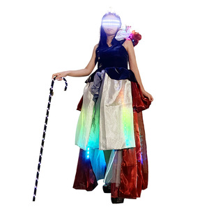 กระโปรงเรืองแสง LED สำหรับผู้หญิง ชุดแสดงบนเวที ชุดคอสเพลย์ GOGO บาร์ ชุดเดรสเรืองแสงพร้อมอุปกรณ์เสริมแท่งไฟ LED - Product Image 5