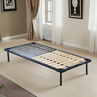 Cadre de lit king-size en métal capitonné avec sommier à lattes courbées standard, base de lit plateforme universelle pour les détaillants de meubles