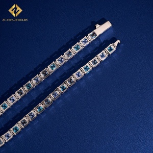 Nouveauté, collier tennis en argent 925 avec moissanite bleue taille Asscher de luxe, testeur de diamant inclus, pierre GRA - Product Image 6