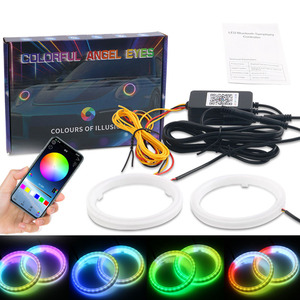 APP sogno colorato angelo occhi anello alone 60/70/80/90/95/100/110/120MM auto luce di guida decorazione ambiente DRL 12V 2 4 in uno - Product Image 2