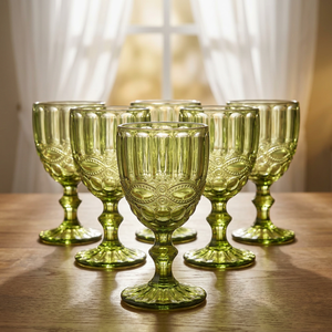 Luxury Vintage Embossed <b>Wine</b> Glass <b>Goblet</b> for Wedding Gift Hotel Use Seasonal Promotions - Product Image 1