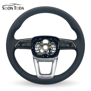 Volant SOON TODA <span class=keywords><strong>Audi</strong></span> R8 <span class=keywords><strong>RS4</strong></span> 2008, compatible avec le modèle sport, en fibre de carbone et cuir, fond plat, style course, poignées et maniabilité précises - Product Image 2