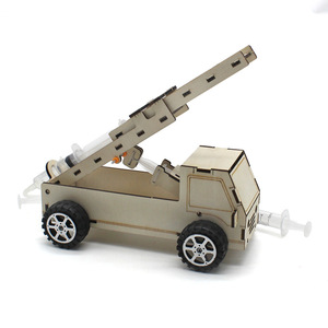 Hydraulic Ladder Truck Wood <b>Model</b> <b>Kit</b> STEM Educational Toy For Kids Age 7-9 Manual Assembly Science Engineering Project - Product Image 1