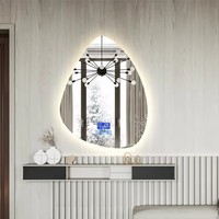 Miroir LED de salle de bain intelligent, moderne, personnalisé, anti-buée, sans cadre, mural, avec interrupteur tactile, en verre écologique, pour hôtel