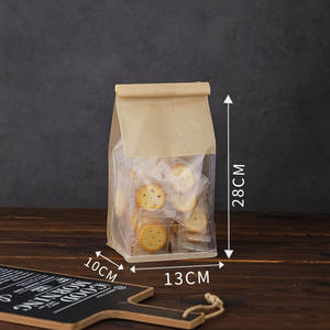 ถุงขนมปัง ถุงพลาสติกบรรจุภัณฑ์อาหาร ถุงขนมปังมีหน้าต่าง ถุงกระดาษเบเกอรี่ ถุงกระดาษคราฟท์แบบตั้งได้ ออกแบบเองได้ - Product Image 5