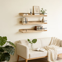 Ensemble d'étagères murales flottantes en bois, disponibles en plusieurs tailles, pour salon, chambre et bureau