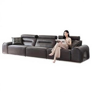 Divano a Tre Posti DAMENGNIU Yada Island in Vera Pelle di Alta Qualità, Stile Italiano di Lusso Leggero, con Spugna ad Alta Densità per <span class=keywords><strong>Soggiorno</strong></span> - Product Image 1