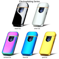 Briquet Électrique Plasma Métallique Mini à Double Capteur Tactile, Rechargeable USB, Sans Flamme, Fin et de Poche