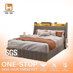 Letto matrimoniale XDS Luxury Furniture con contenitore, imbottito in tessuto trapuntato moderno, con struttura in metallo. - Product Image 1