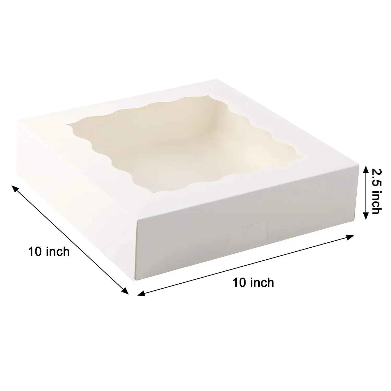 Hot Sale Cake Boxes 10x10x2.5in White Bakery Boxes Gebäck kuchen boxen mit Fenster