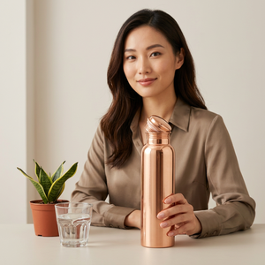 Couvercle en acier inoxydable cuivré à impression unie, écologique, durable, motifs personnalisables, isolation thermique de 6 à 12 heures, eau bouillante - Product Image 1