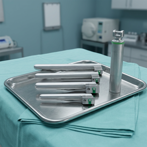 Ensemble de laryngoscopes à fibres optiques Miller, qualité allemande, acier inoxydable, instruments d'anesthésie manuels, 5 pièces, ORL - Product Image 3