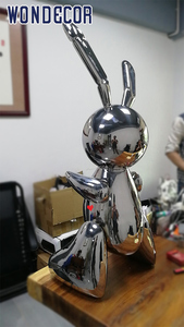 Artiste Moderne Intérieur Grand Ballon Abstrait Lapin Sculpture En Acier Inoxydable