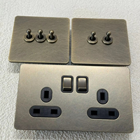 Interrupteur à bascule double pôle série TEP, style rétro, acier inoxydable, norme britannique, universel européen, 10A 250V 86 maison