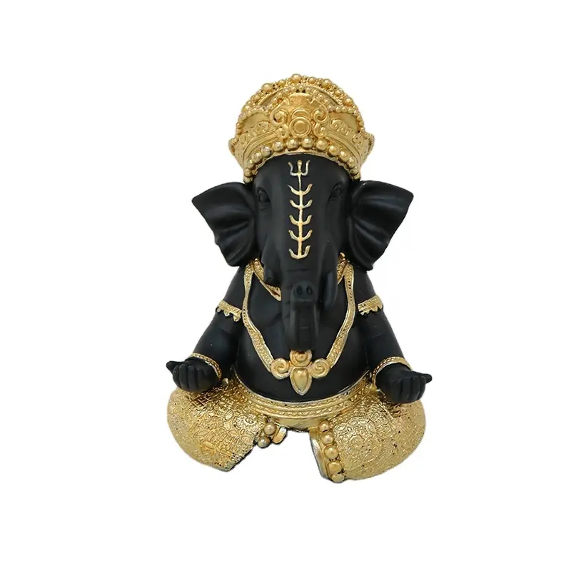 Üretim reçine el sanatları altın Pikanet ev dekor hindu tanrı Ganesh yoga heykeli