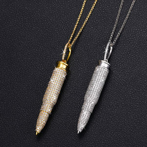 뜨거운 판매 총알 디자인 힙합 보석 펜던트 14K 골드 도금 925 실버 VVS Moissanite 다이아몬드 아이스 펜던트 목걸이 - Product Image 3