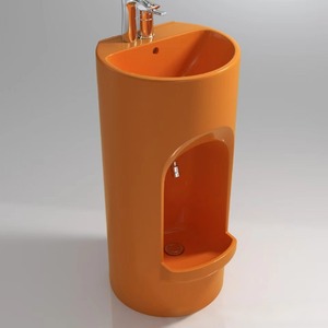 Hiện đại nhiệt độ cao dính liền gốm tích hợp cột bệ bồn rửa cho phòng tắm wudu lưu vực cho khách sạn biệt thự - Product Image 1