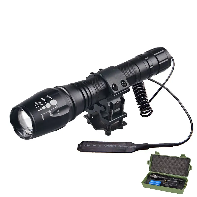 High Quality Aluminum Strong Torch Powerful Zoom Tactical XML-T6 LED Flashlight With Pressure Switch