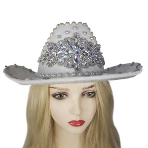 Sombrero Vaquero con Lentejuelas Brillantes y Pedrería, para Festivales <span class=keywords><strong>de</strong></span> Música Rave, Discotecas, Moda Y2K, Accesorio para Actuaciones - Product Image 6